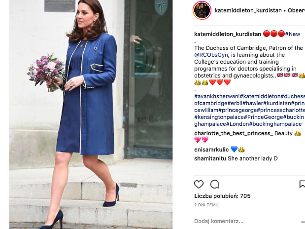 Księżna Kate w ciąży stawia na niebieskie stylizacje