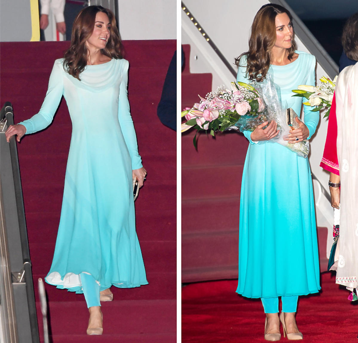 Księżna Kate w niebieskiej sukni  w Pakistanie