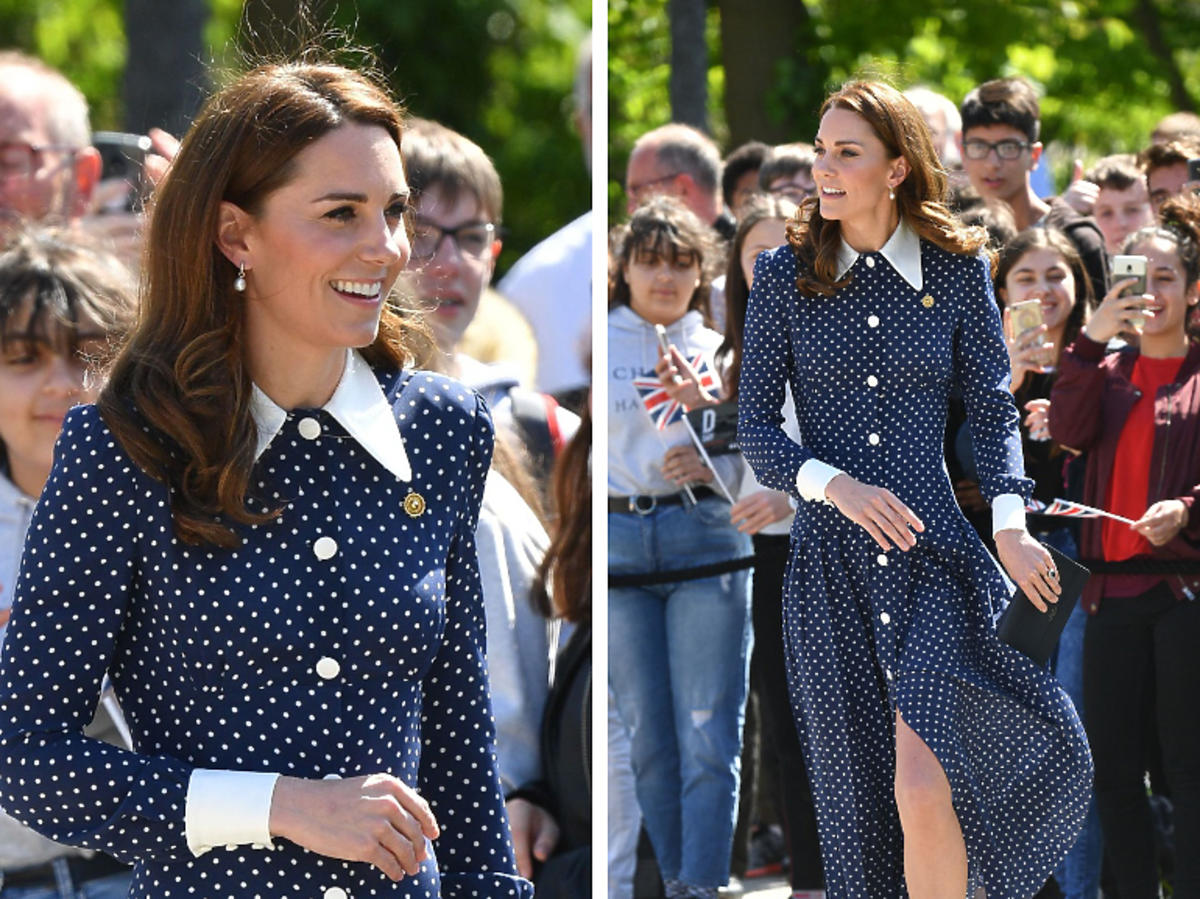 księżna Kate w sukience w grochy