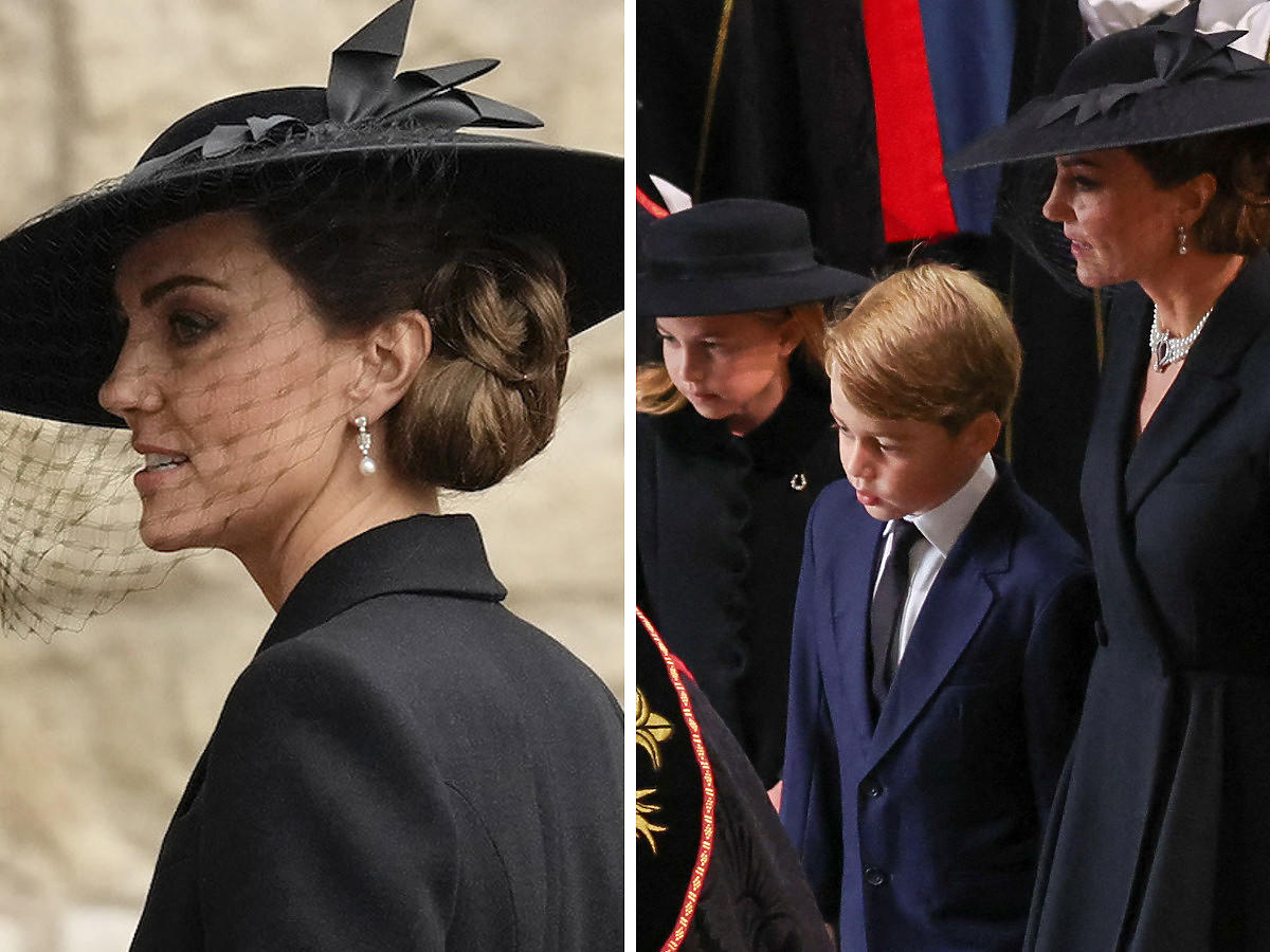 Księżna Kate wraz z dziećmi na pogrzebie królowej Elżbiety II. Zabrakło Louisa