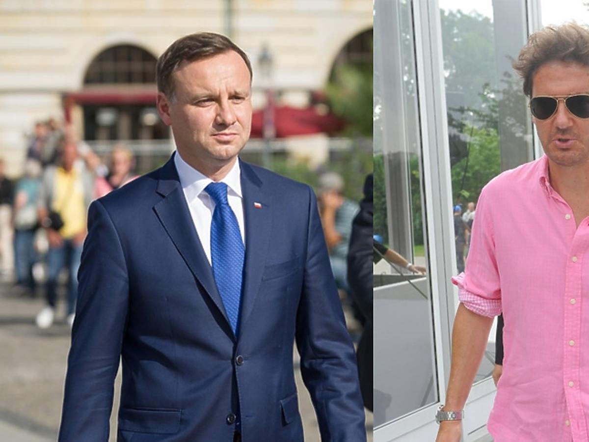 Kuba Wojewódzki w różowej koszuli, Andrzej Duda w garniturze