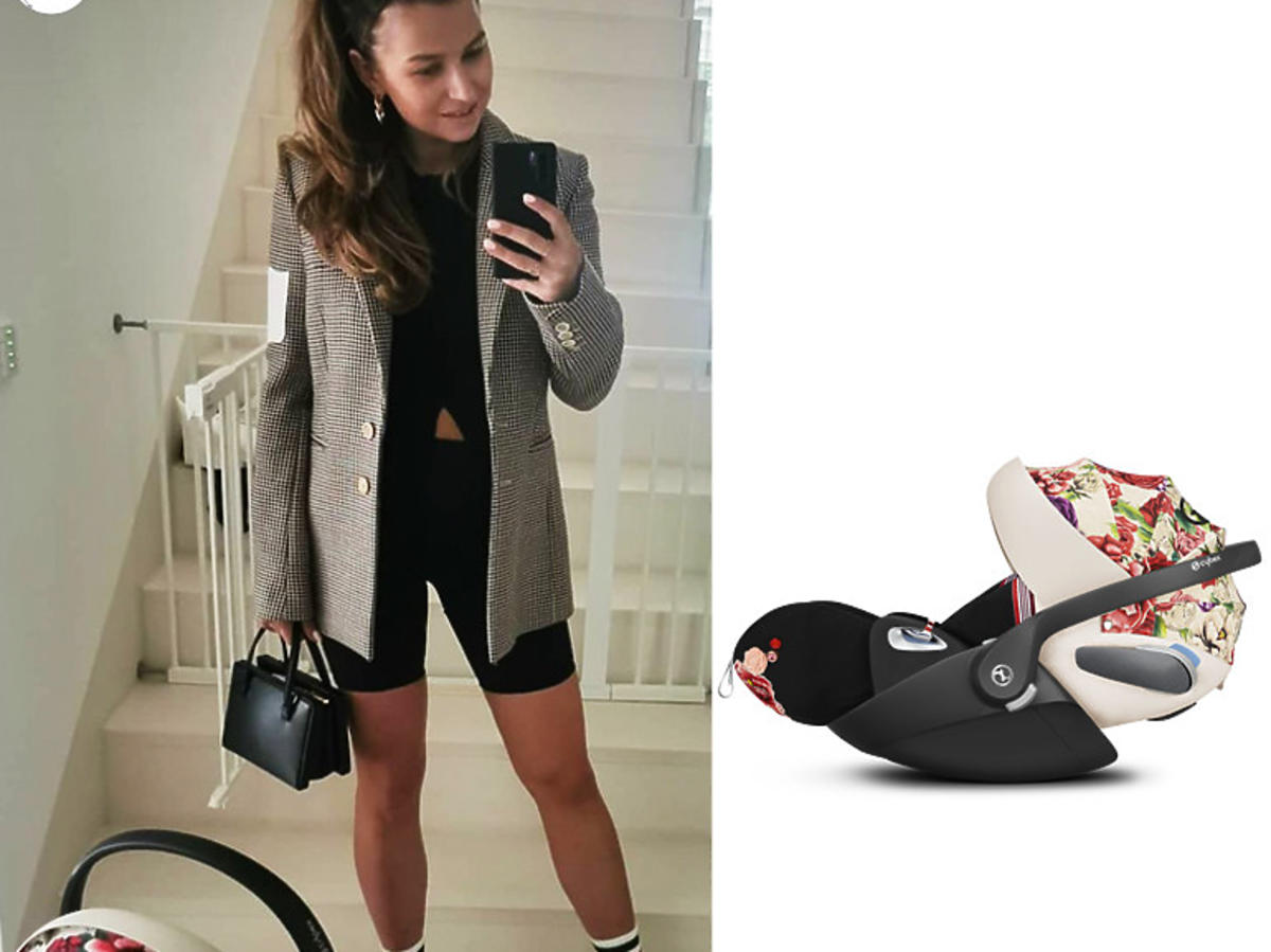 Laura Lewandowska ma piękne fotelik samochodowy w kwiaty, to Cybex