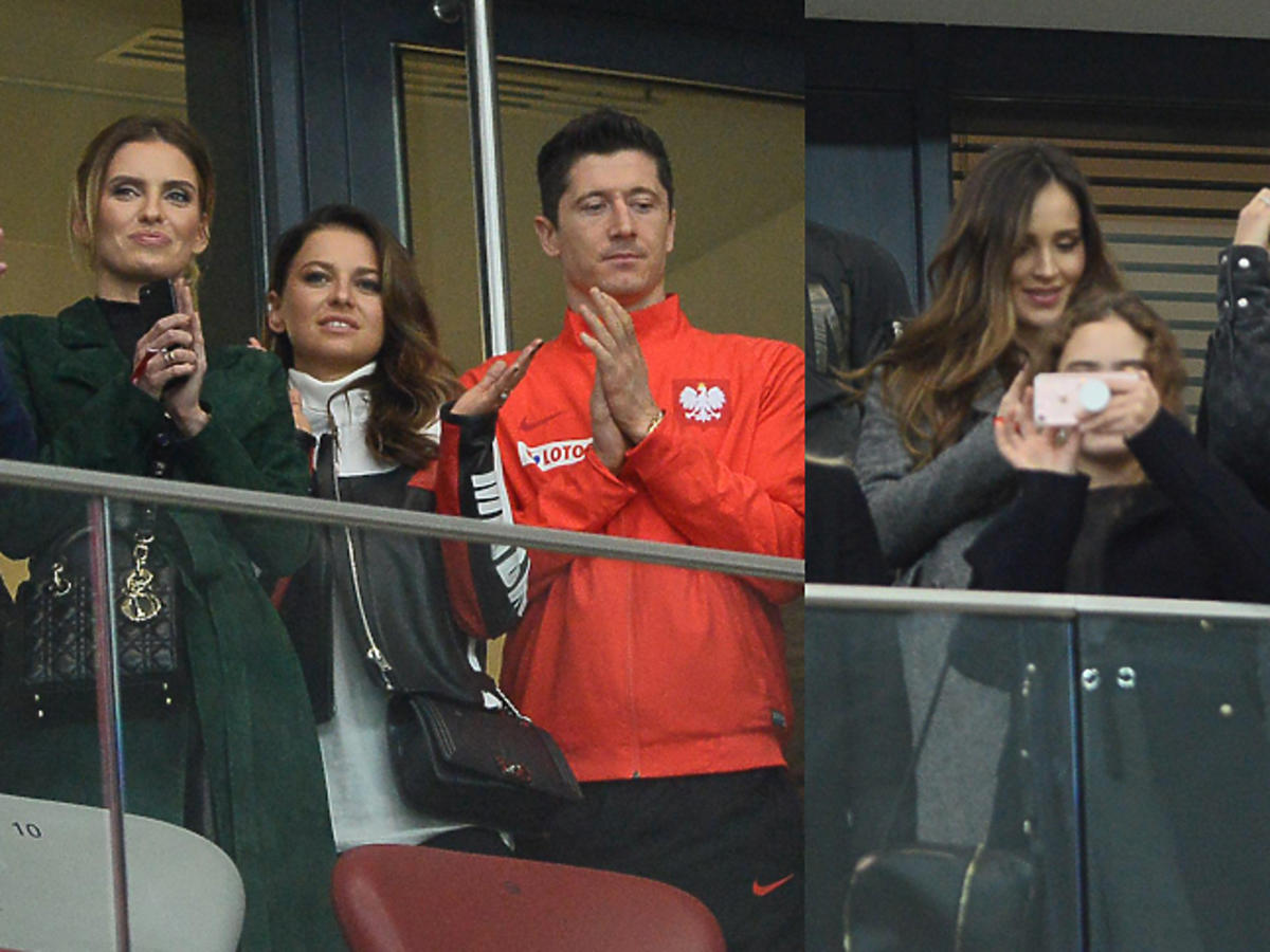 Lewandowscy, Marina, Boruc na trybunach na meczu Polska Urugwaj