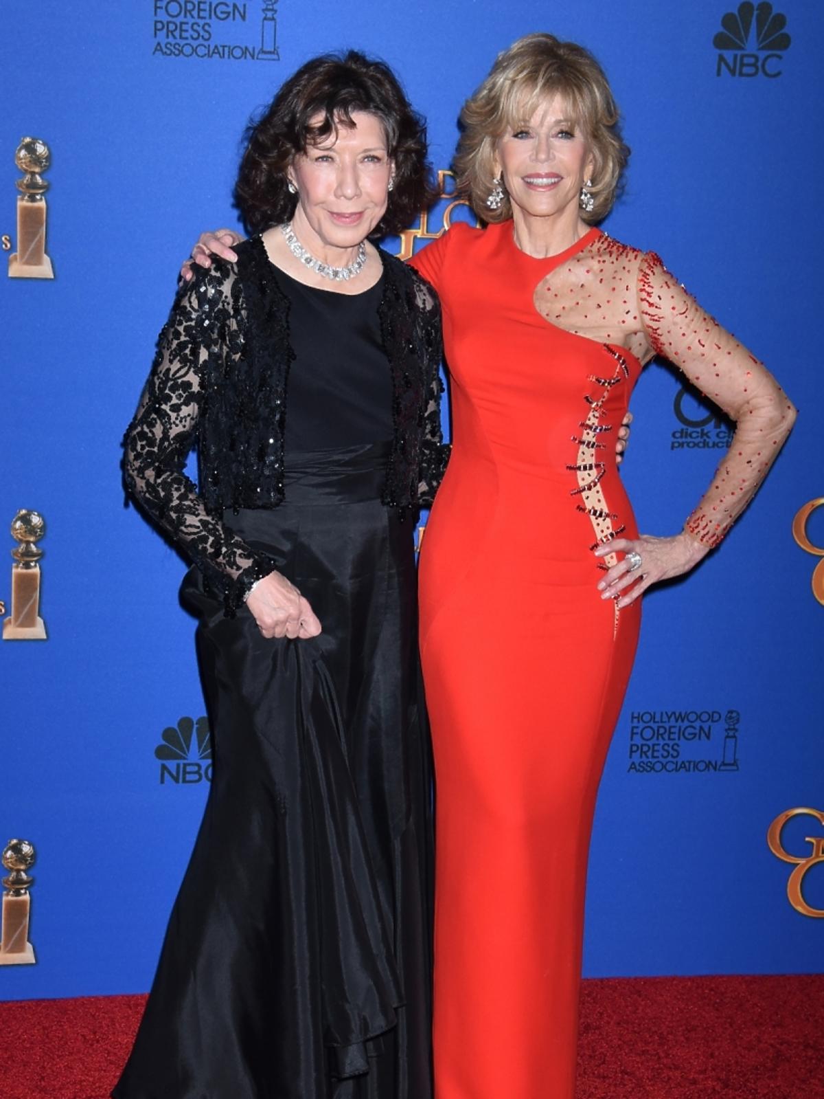 Lily Tomlin i Jane Fonda na gali Złote Globy 2015