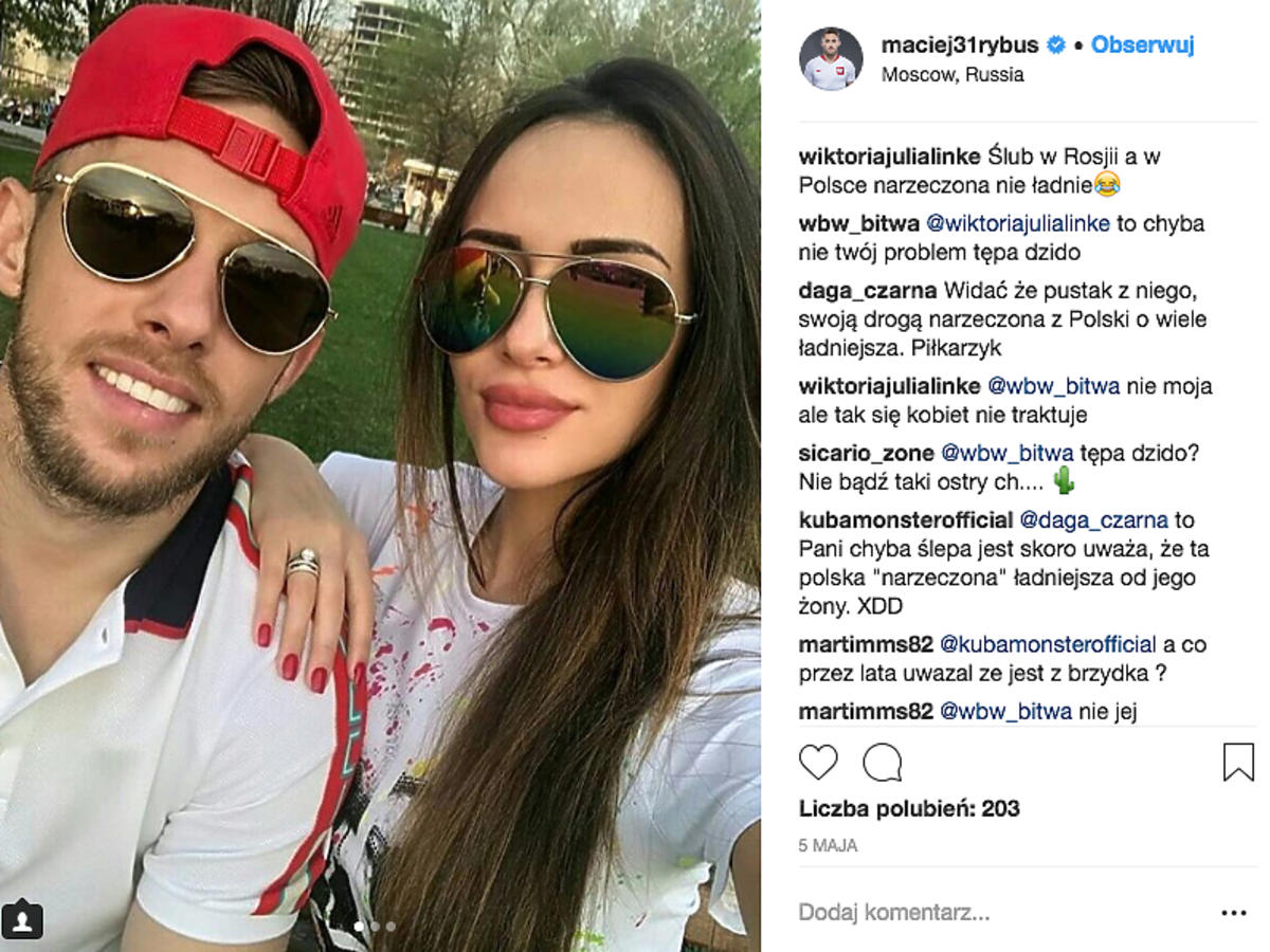 Maciej Rybus z żoną
