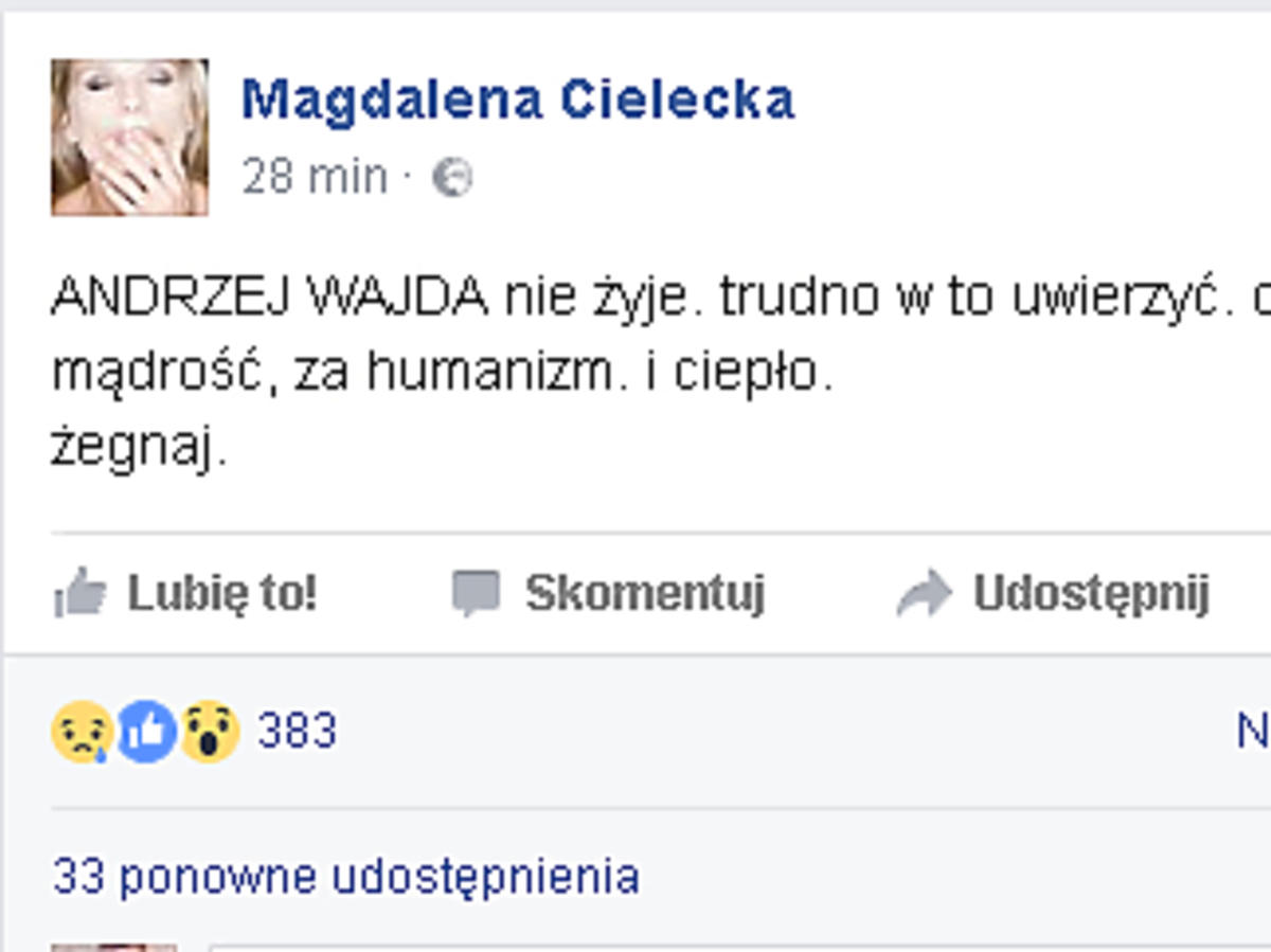 Magda Cielecka o śmierci Andrzeja Wajdy