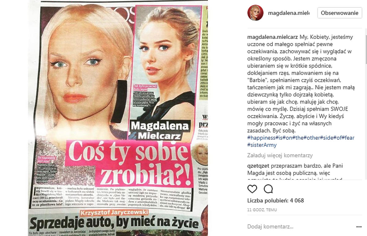 Magda Mielcarz tłumaczy się z nowego wyglądu