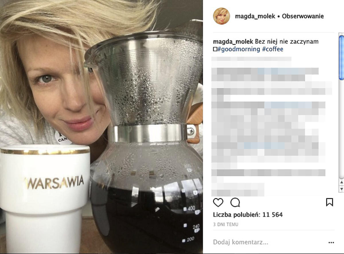 Magda Mołek pije kawę w ciąży