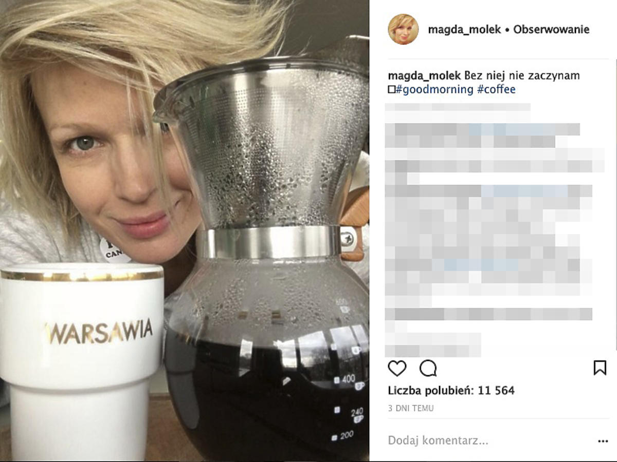 Magda Mołek pije kawę w ciąży