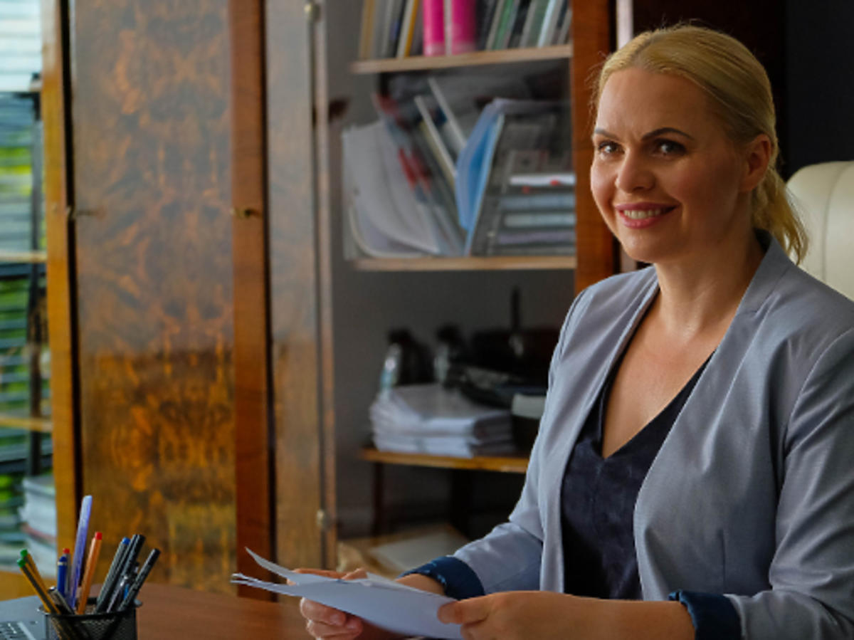 Magdalena Stużyńska na planie serialu "Przyjaciółki"