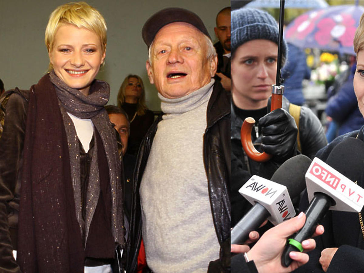 Małgorzata Kożuchowska, Kacper Kuszewski na pogrzebie Witolda Pyrkosza