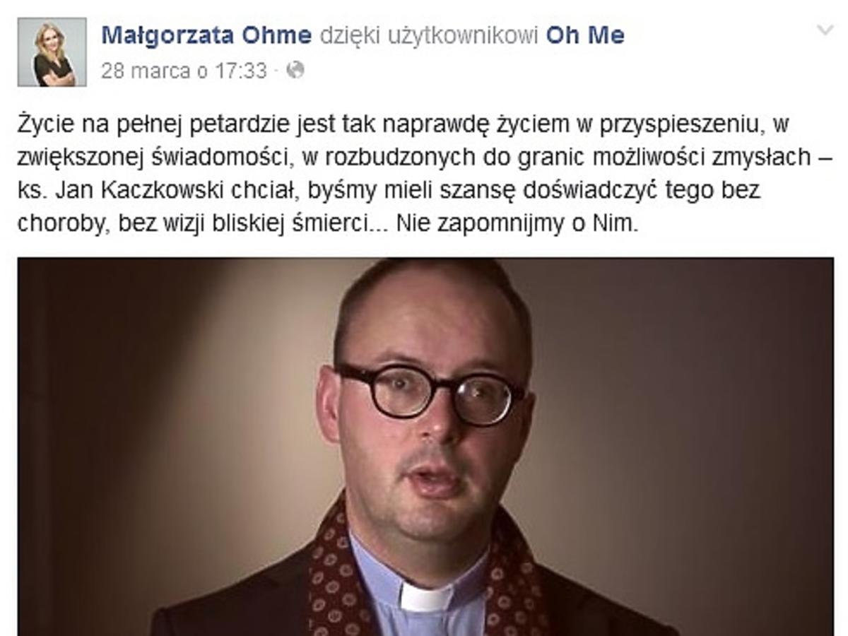 Małgorzata Ohme o księdzu Janie Kaczkowskim