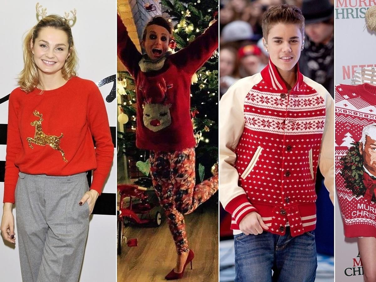Małgorzata Socha, Katarzyna Zielińska, Justin Bieber, Miley Cyrus w świątecznych swetrach