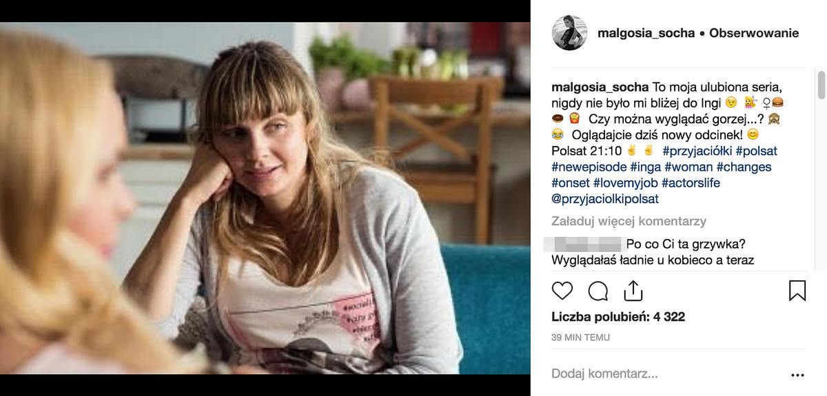 Małgorzata Socha na Instagramie