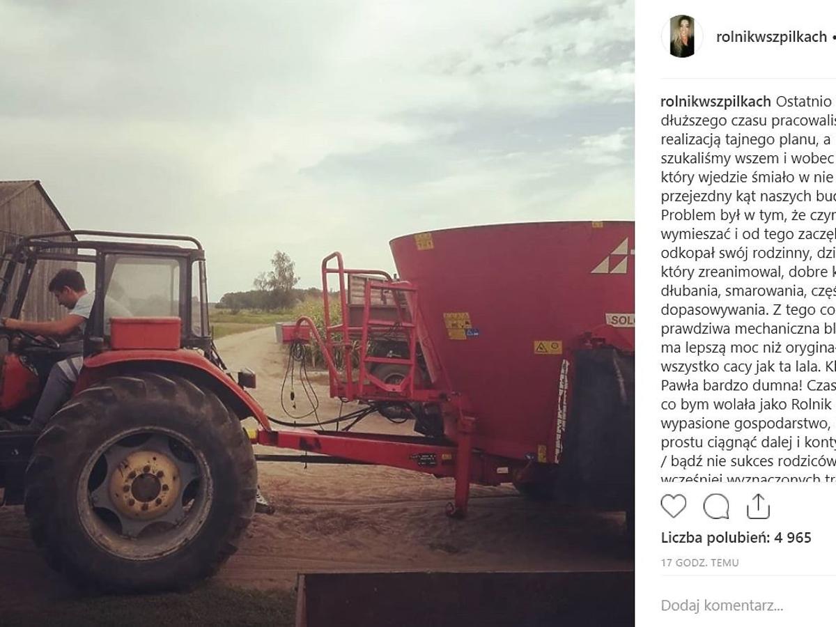 Małgosia z Rolnik szuka żony - nowy wpis na Instagramie