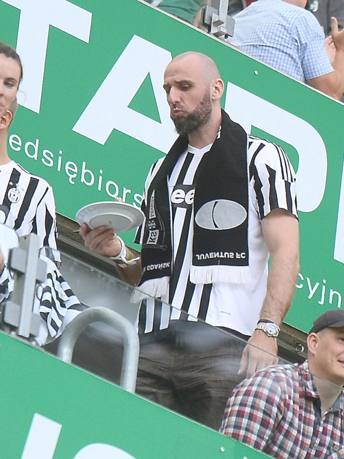 Marcin Gortat na meczu Juventus Turyn-Lechia Gdańsk