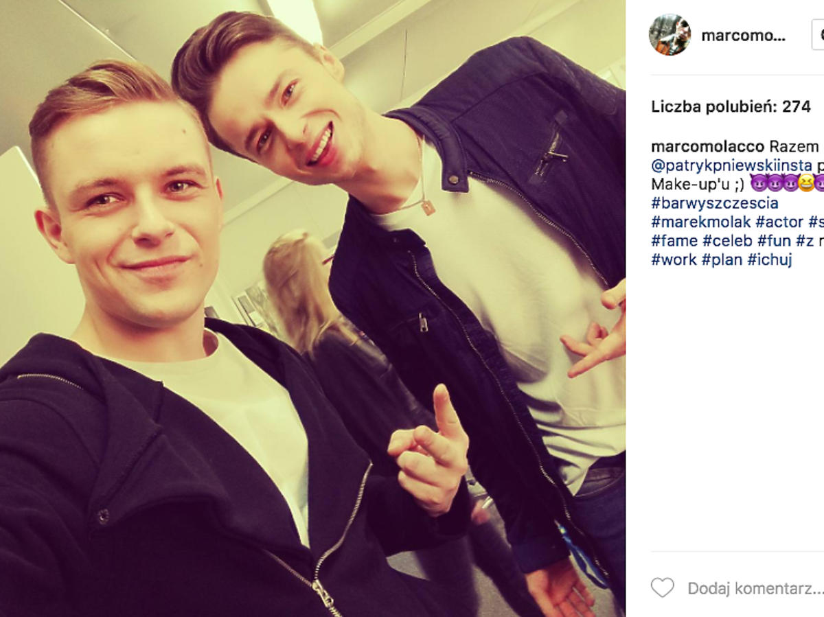Marek Molak z Patrykiem Pniewskim na planie Barw szczęścia