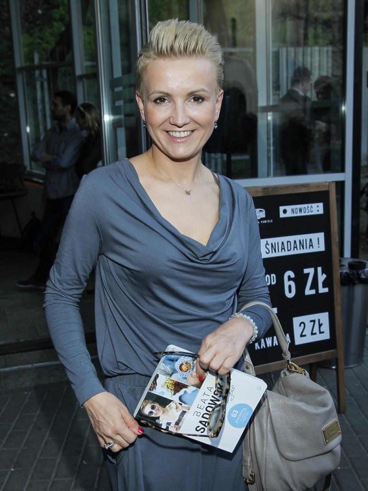 Marta Kuligowska na premierze książki Beaty Sadowskiej