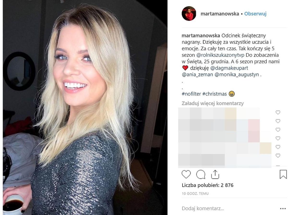 Marta Manowska na nagraniu świątecznego odcinka Rolnik szuka żony