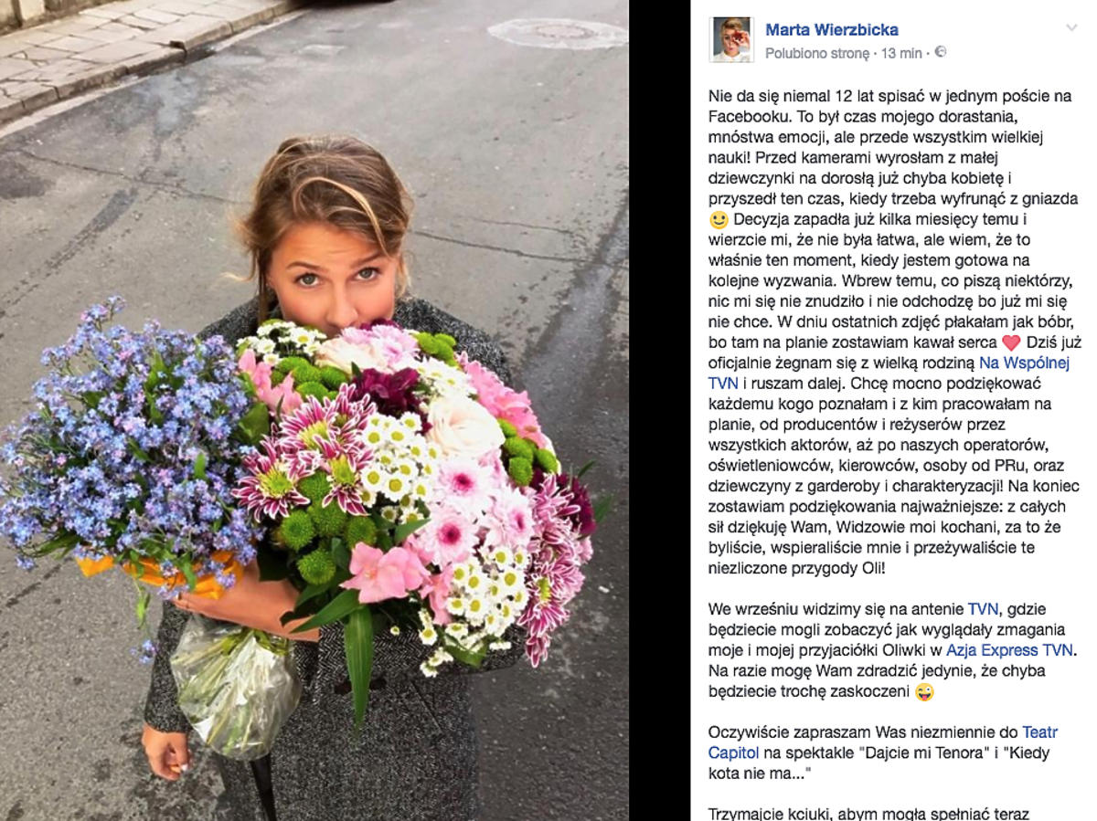 Marta Wierzbicka odchodzi z Na wspólnej