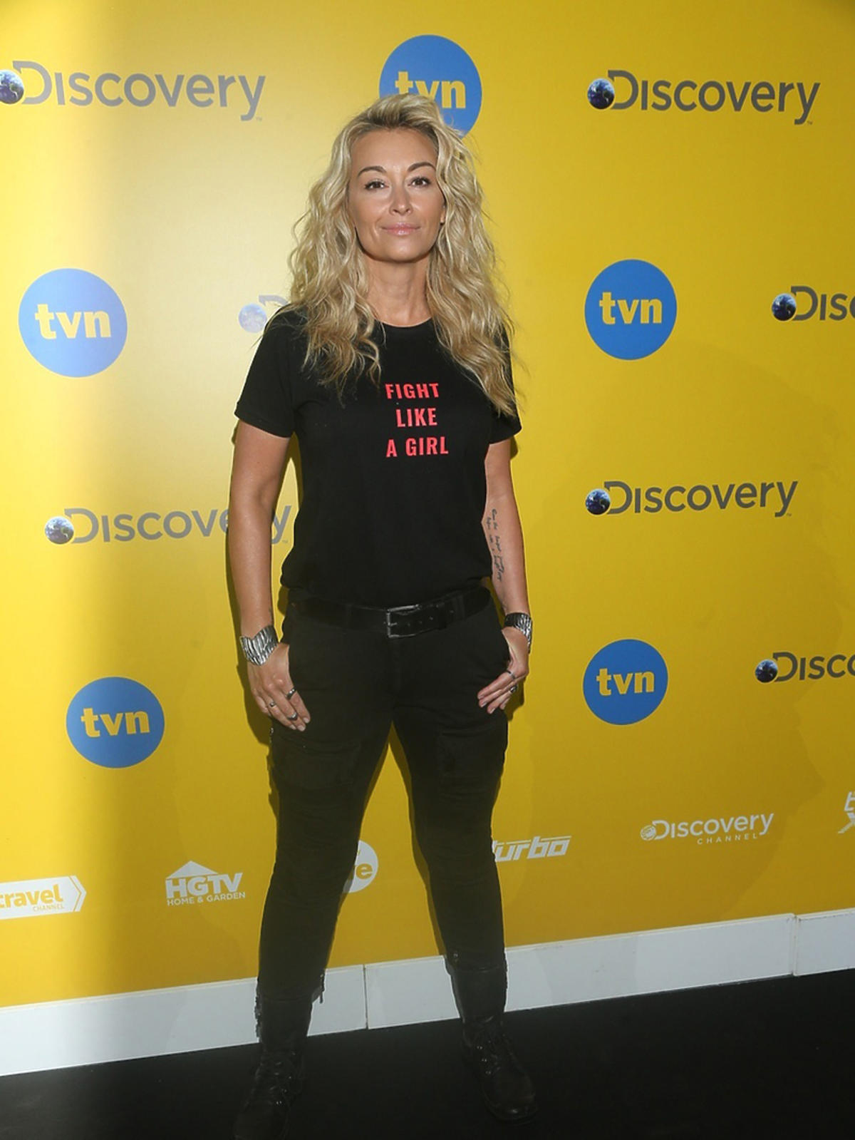 Martyna Wojciechowska na konferencji TVN w czarnej stylizacji