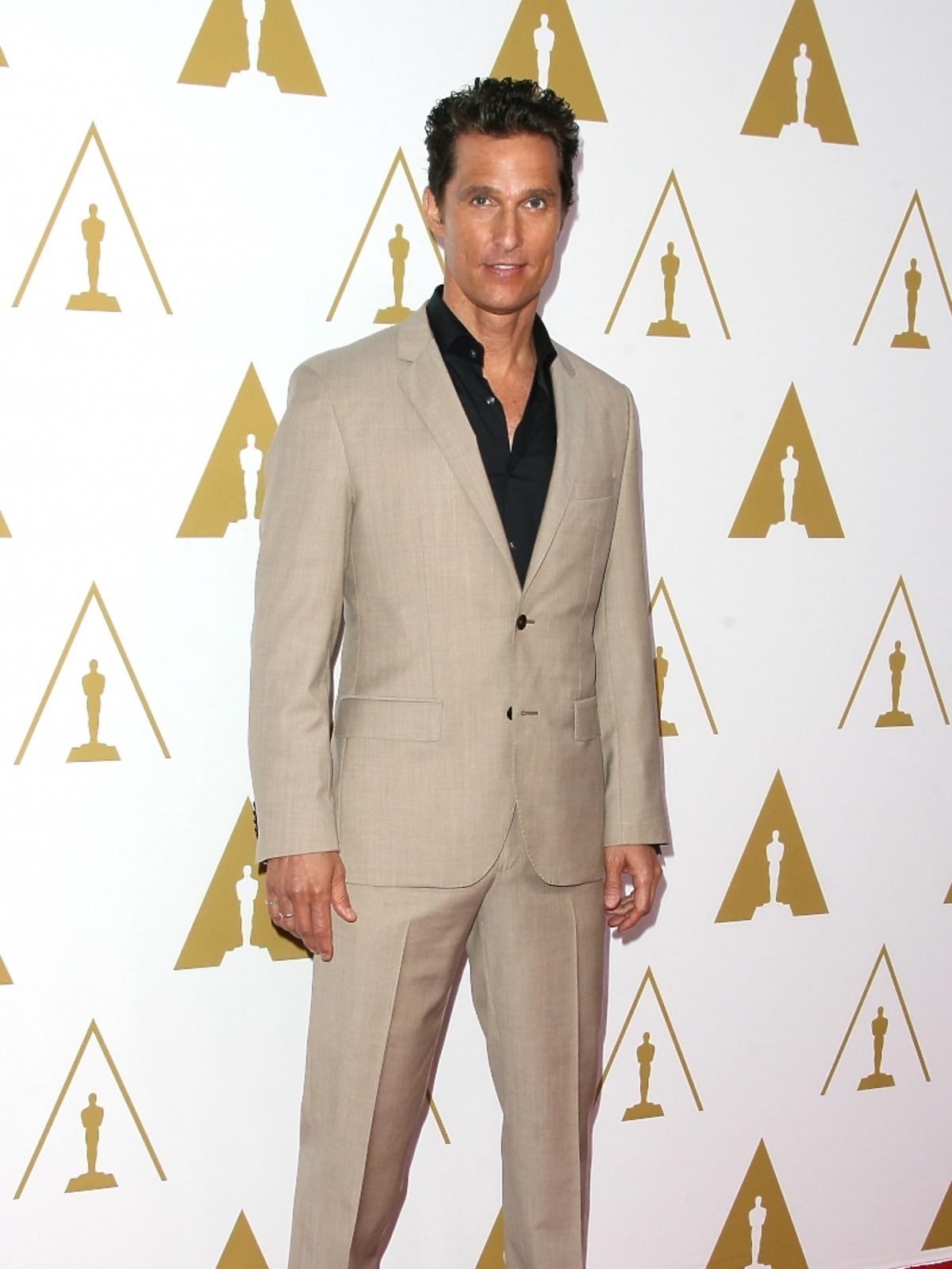 Matthew McConaughey podczas konferencji prasowej nominacji do Oscarów 2014