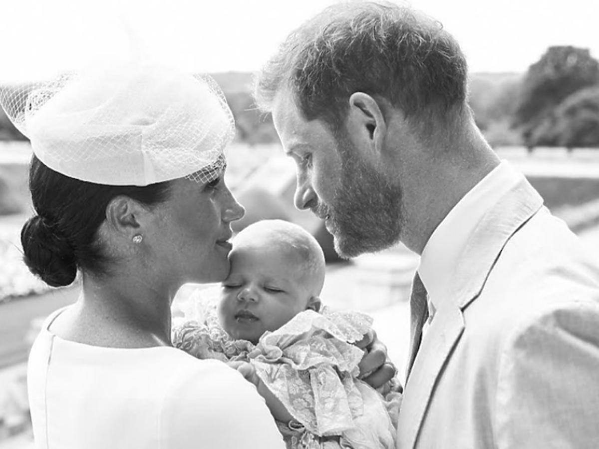 Meghan Markle, książę Harry, Archie na chrzcie