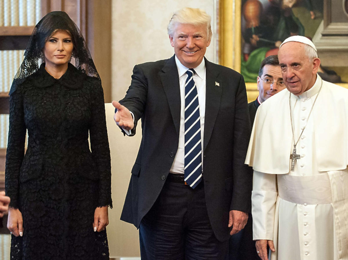 Melania Trump i Donald Trump podczas audiencji u papieża Franciszka w Watykanie