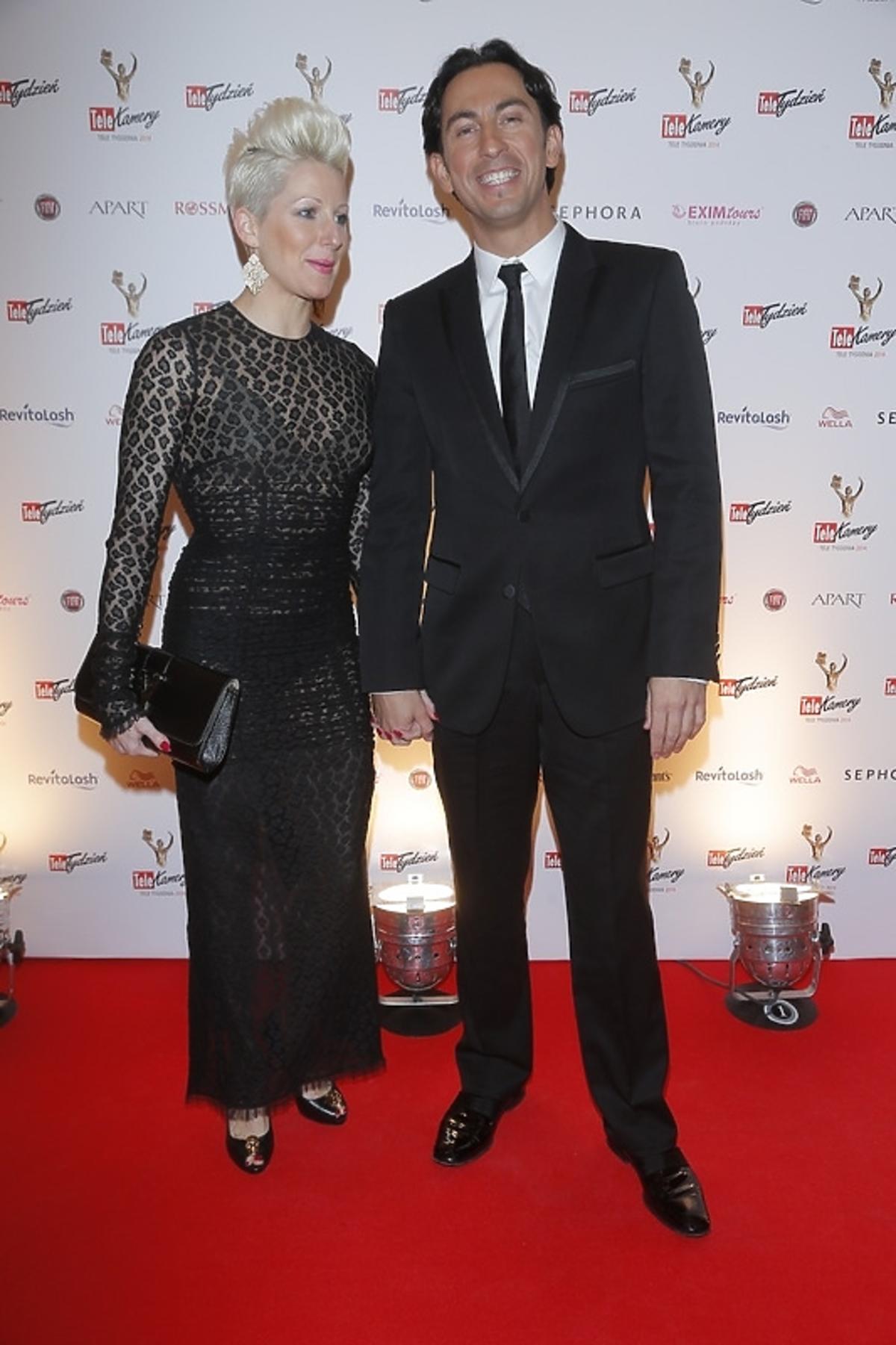 Michał Malitowski z żoną na rozdaniu TeleKamer 2014