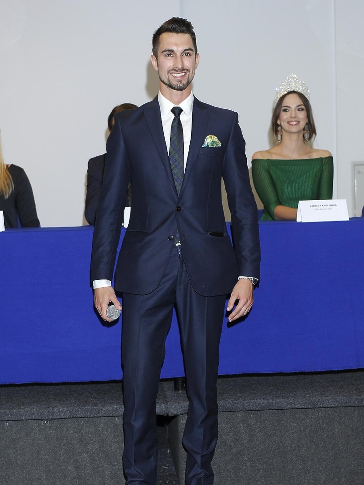 Michał Rostek na konferencji prasowej Miss Polonia 2014