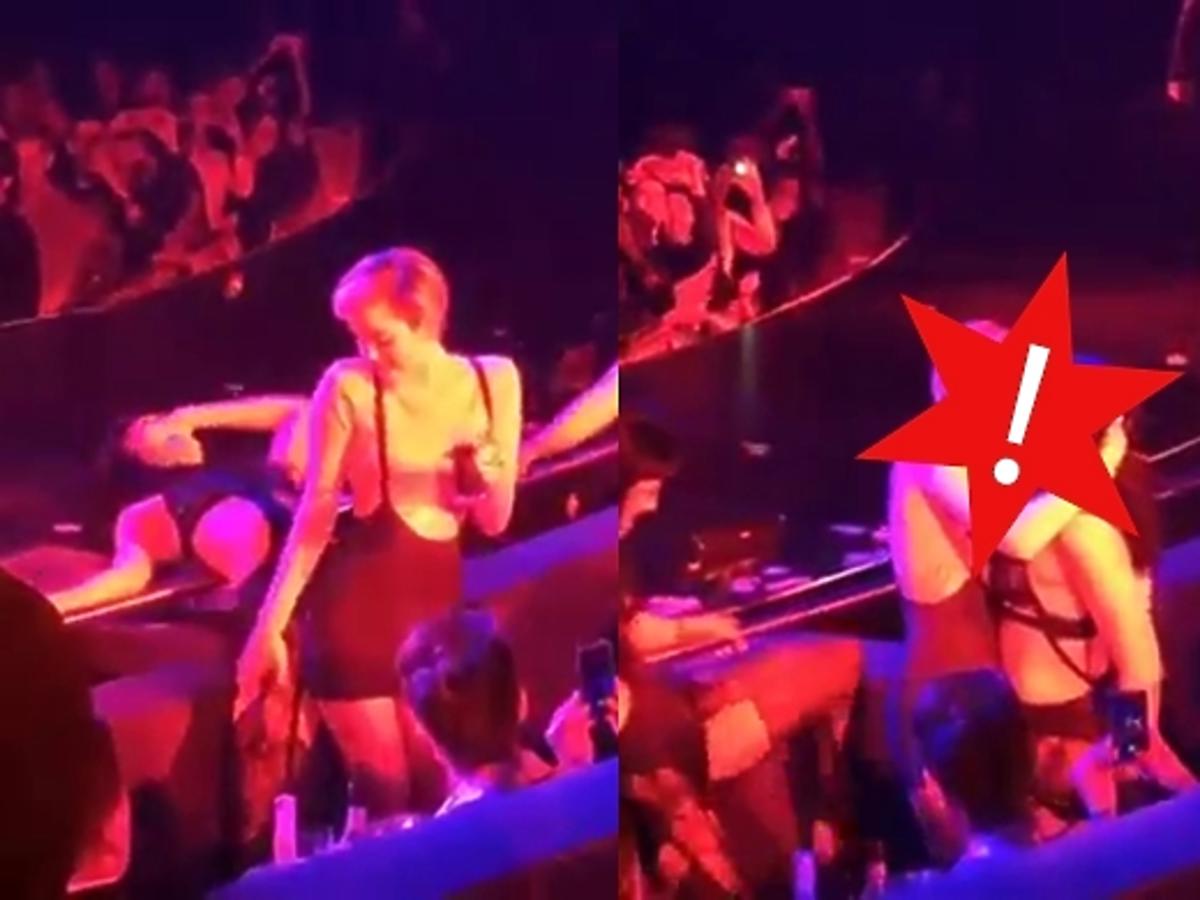 Miley Cyrus całuje tancerkę na koncercie Britney Spears
