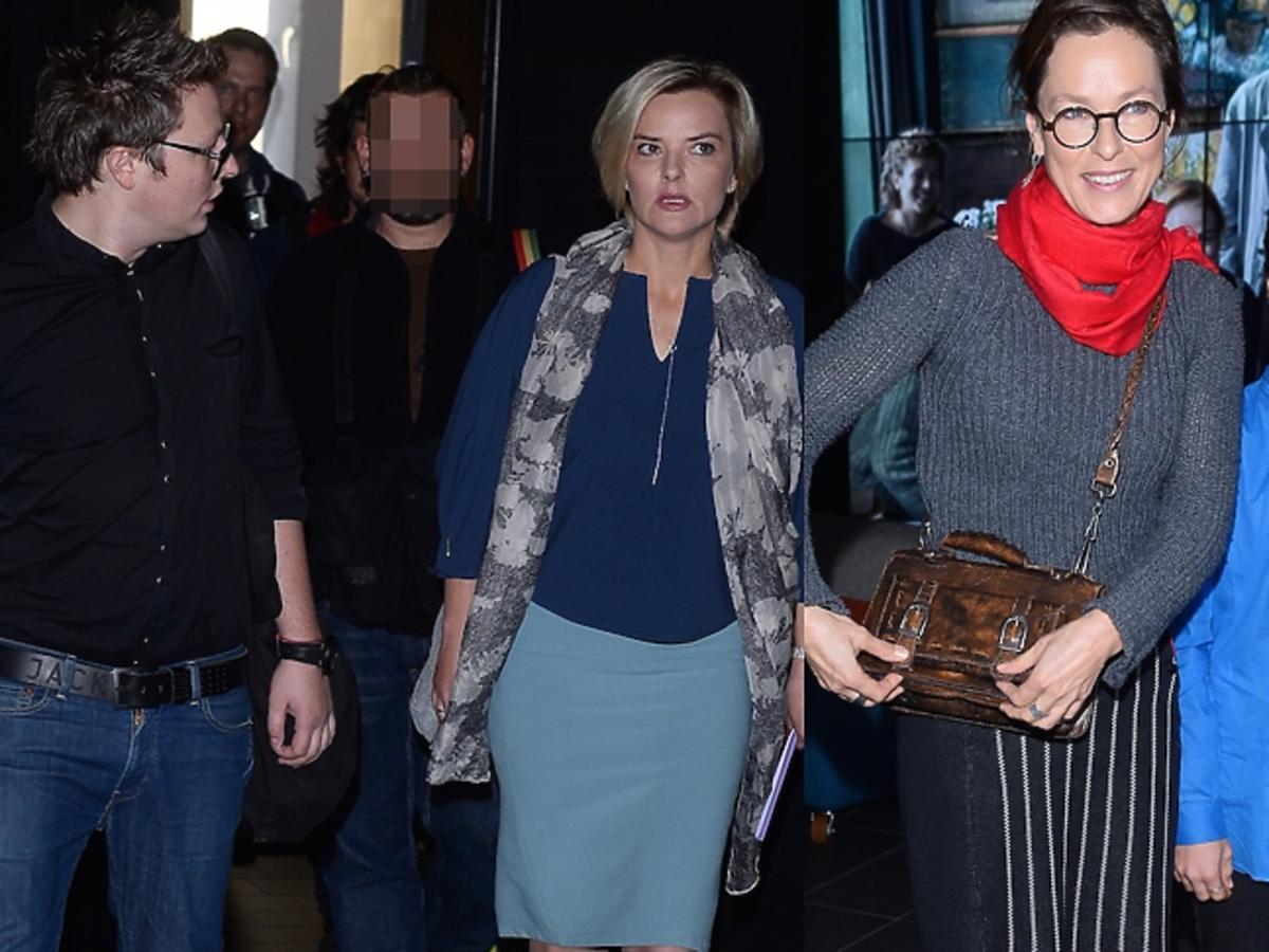 Monika Zamachowska i Aleksandra Justa na konferencji serialu Powidoki