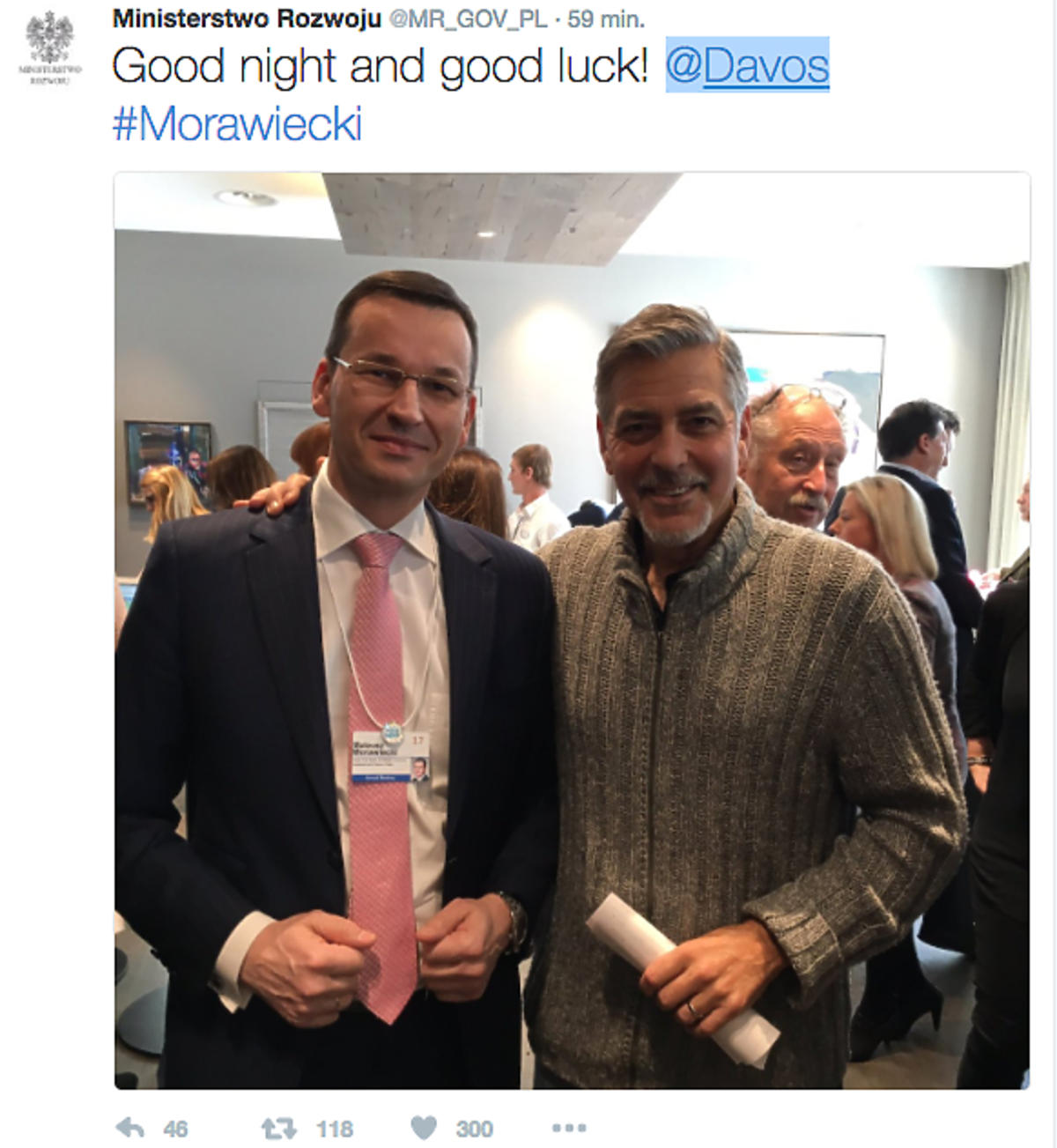 Morawiecki i George Clooney