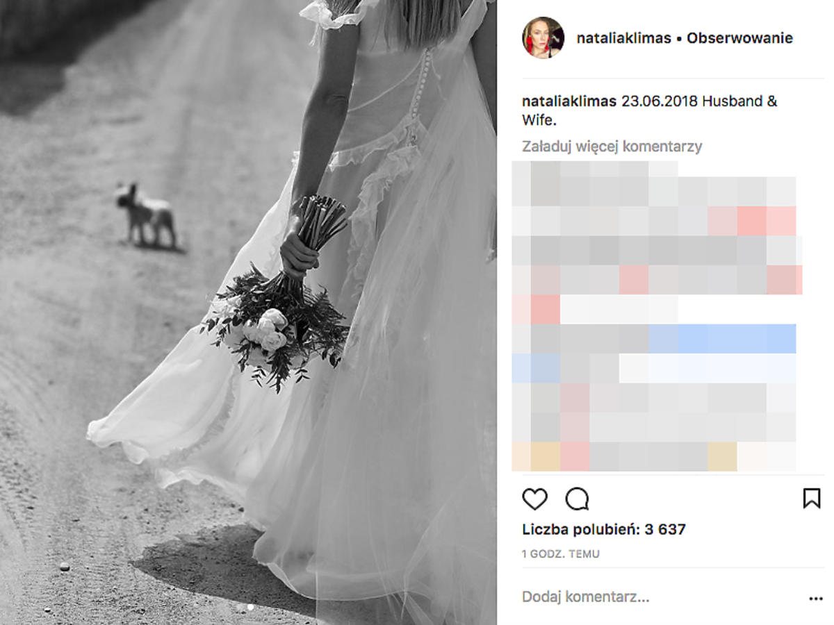 Natalia Klimas wyszła za mąż, suknia