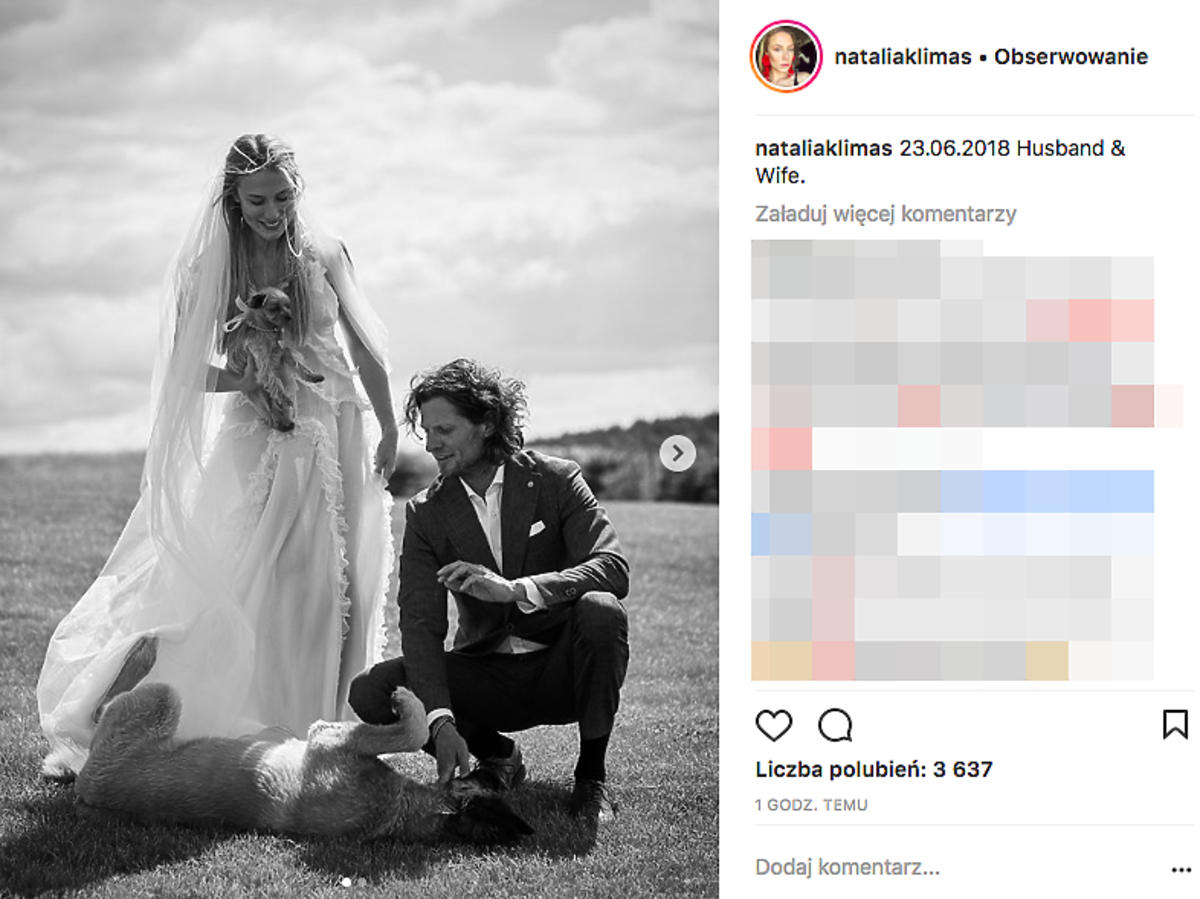 Natalia Klimas wyszła za mąż, suknia