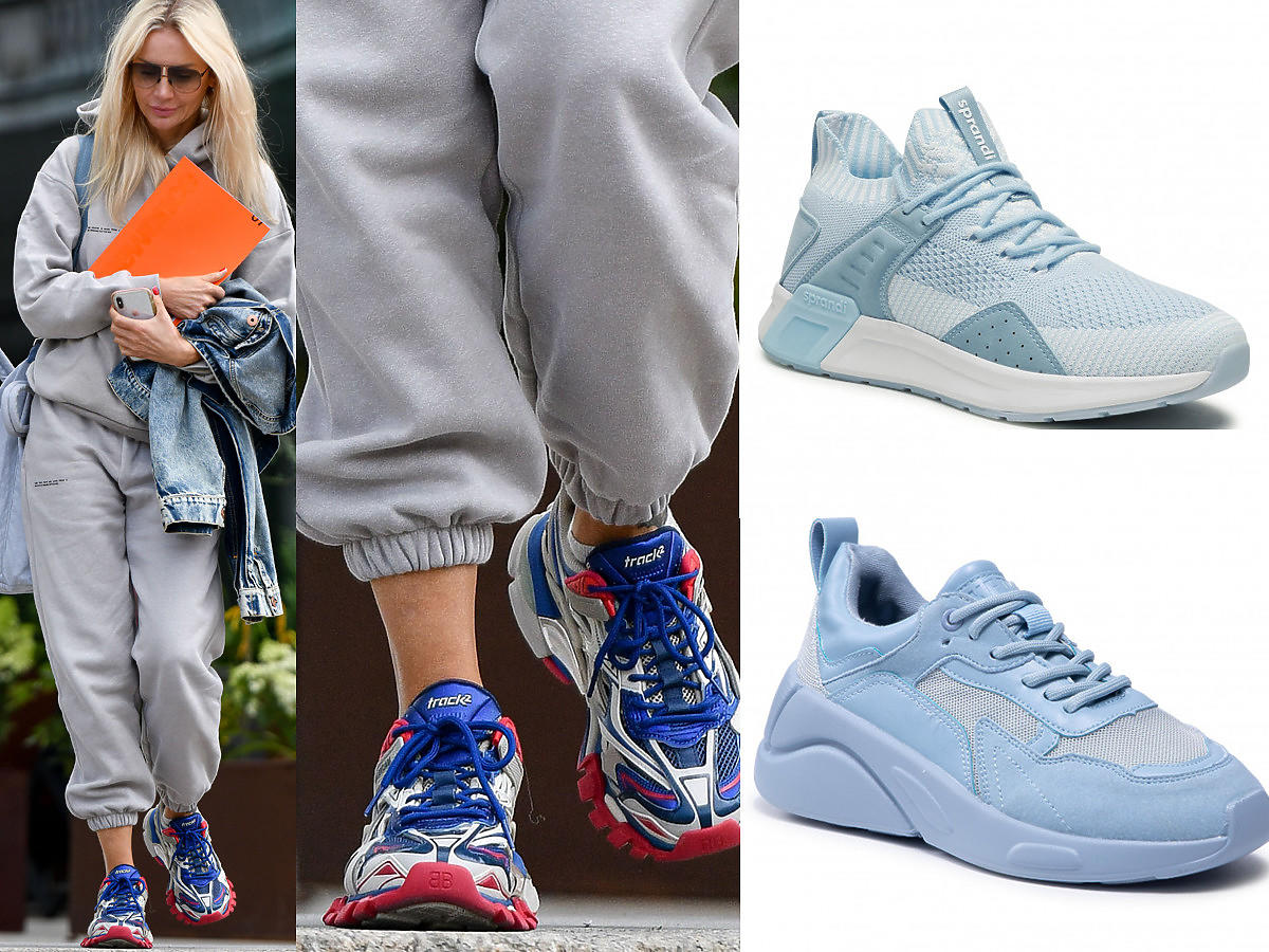 Niebieskie sneakersy w stylu Balenciaga w stylu Agnieszki Woźniak-Starak