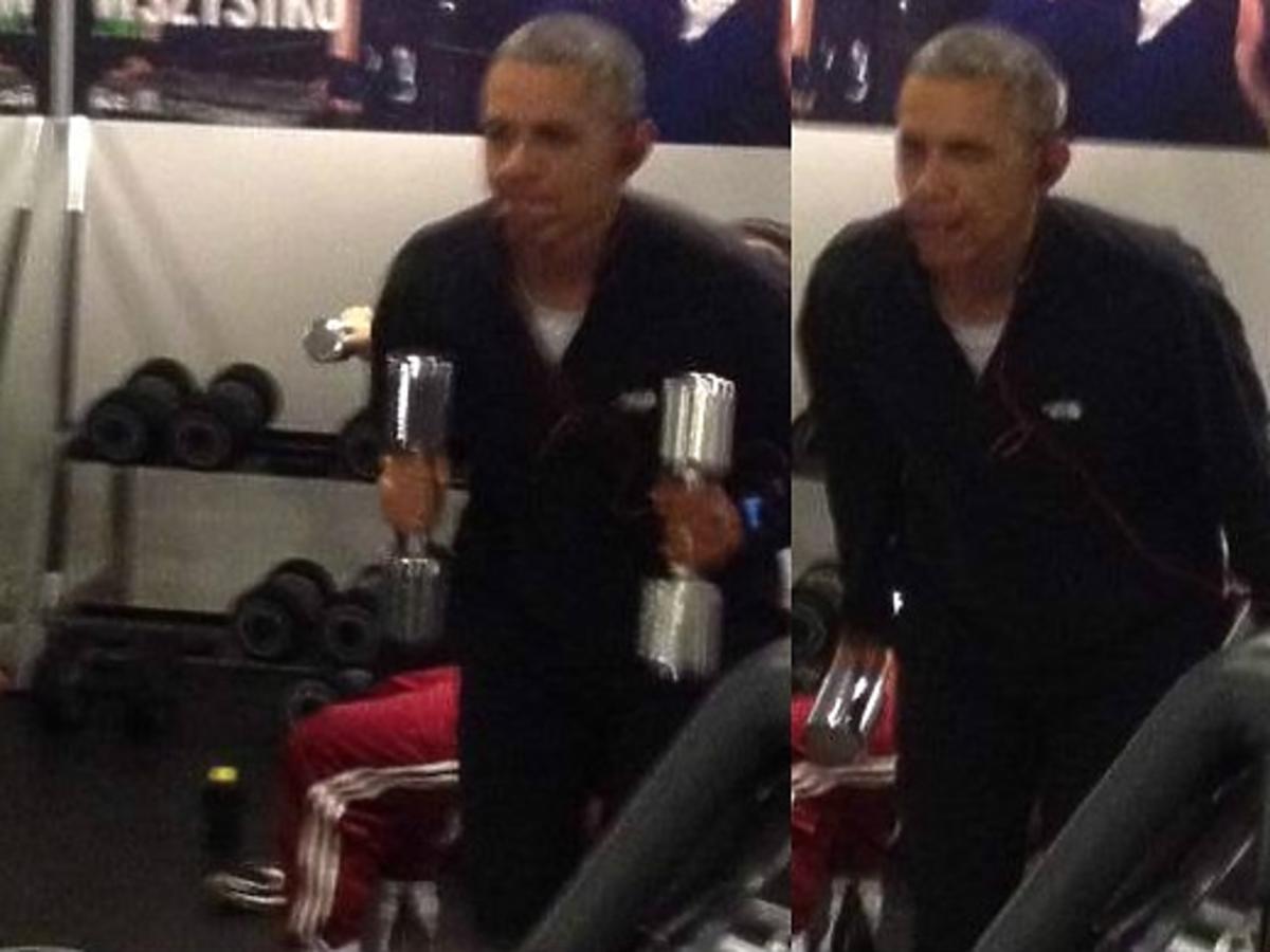 Obama ćwiczy na siłowni w Polsce