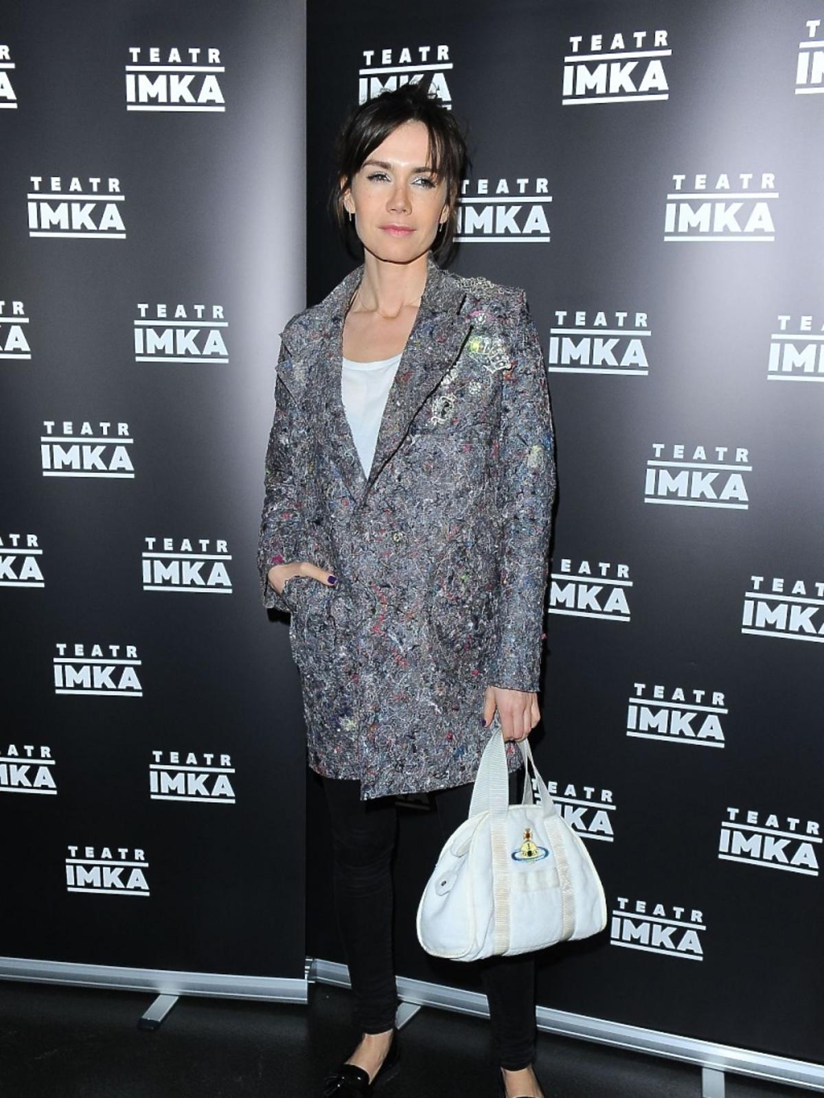 Olga Bołądź na premierze w Teatrze Imka