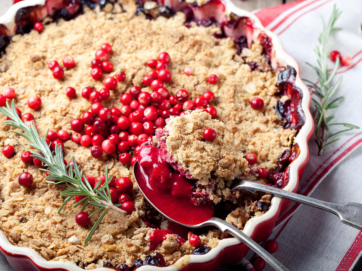 owsiane crumble z żurawiną