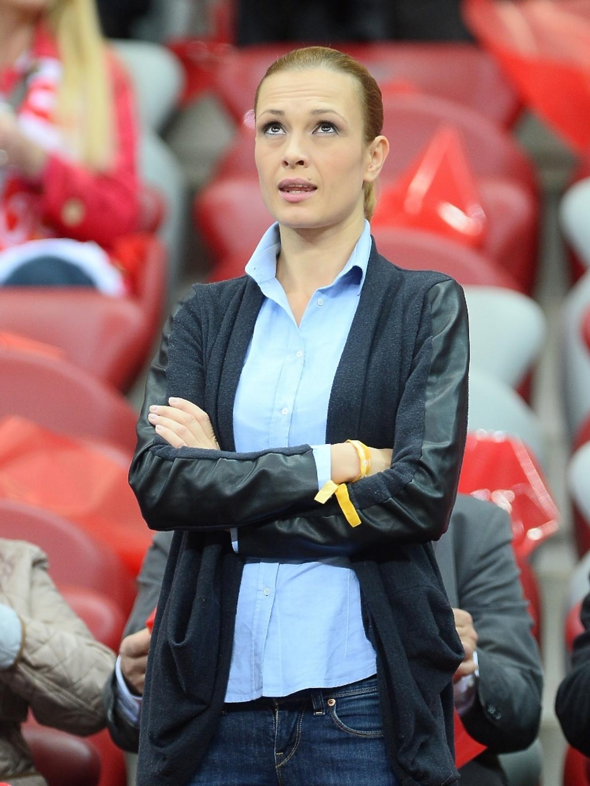 Paulina Chylewska na meczu Polska-Szkocja na Stadionie Narodowym