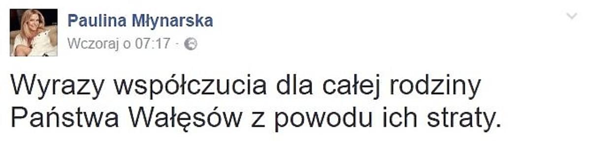 Paulina Młynarska złożyła kondolencje Lechowi Wałęsie