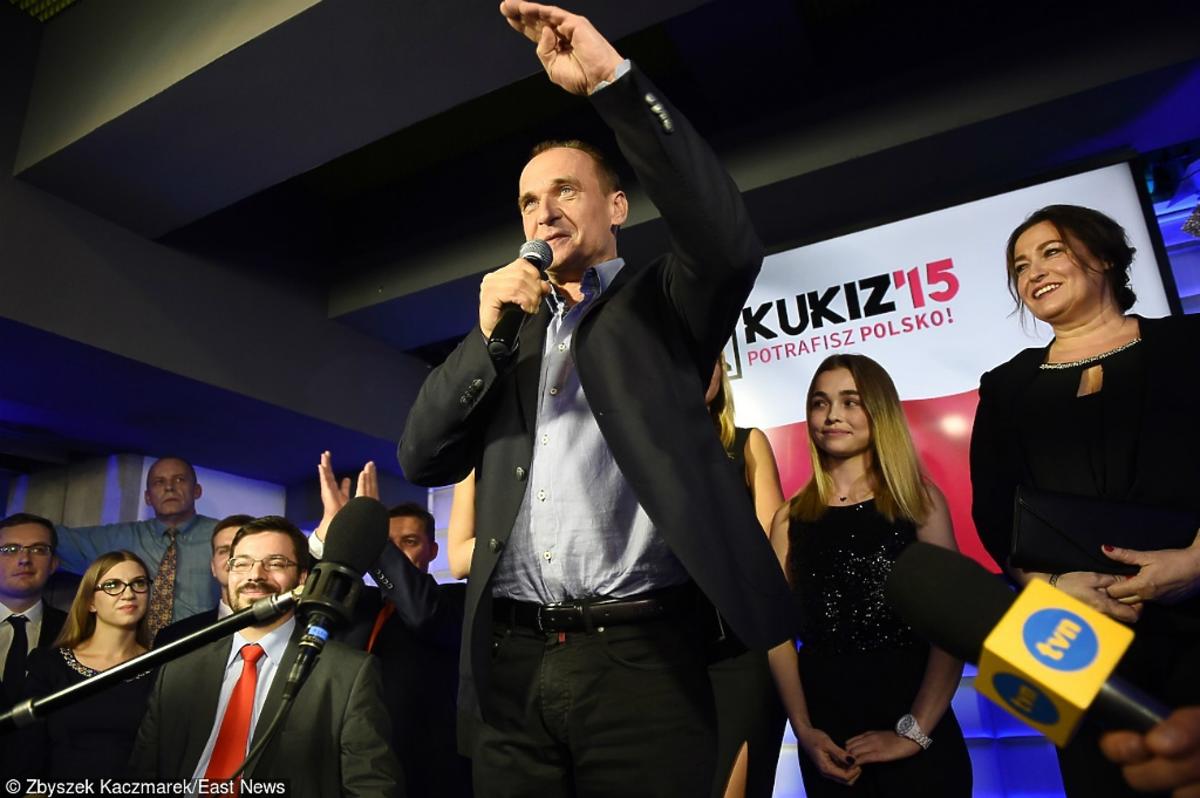 Paweł Kukiz na wieczorze wyborczym
