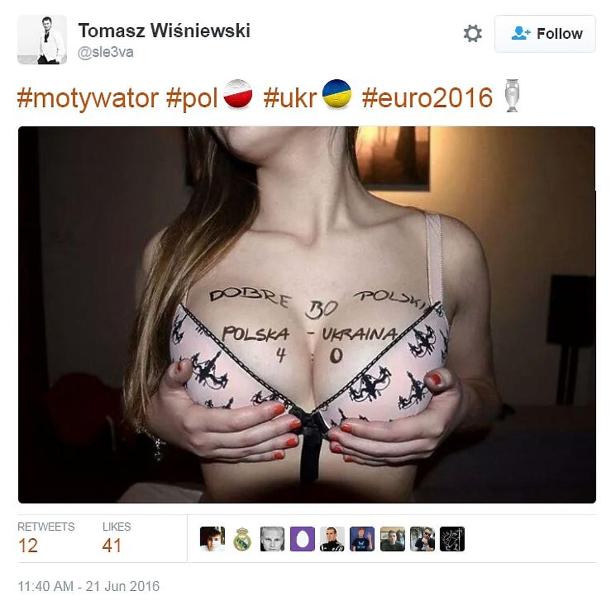 Półnaga kibicka typuje wynik mecz relacja na żywo Polska - Ukraina