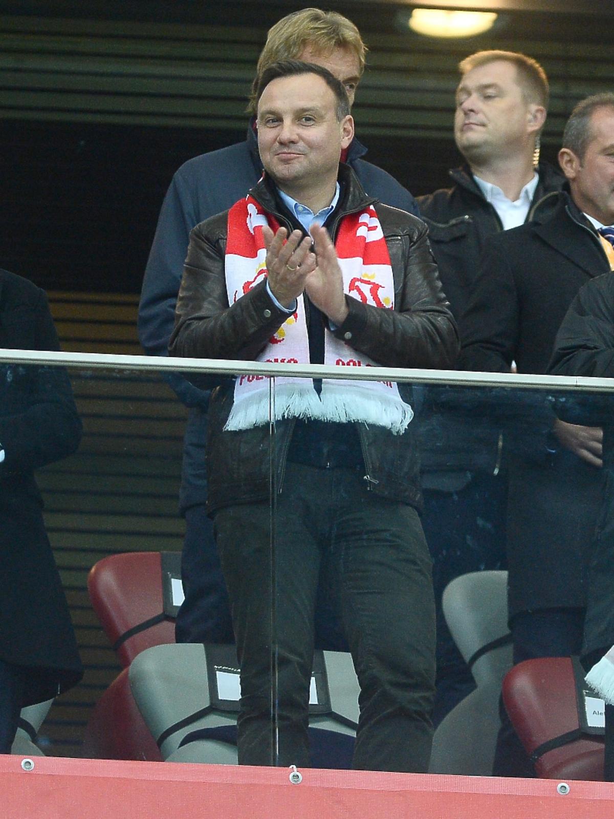 Prezydent Andrzej Duda na meczu Polska-Irlandia