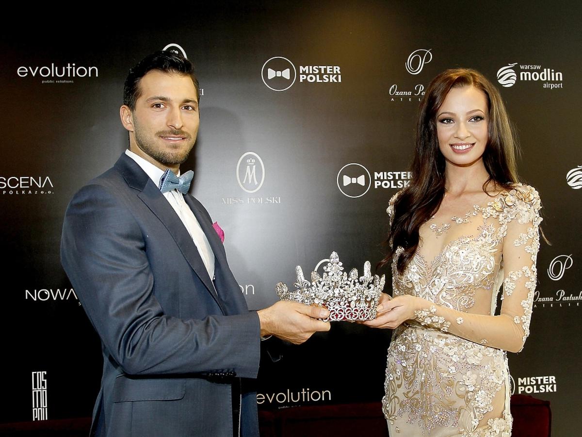 Rafał Maślak i Ada Sztajerowska na konferencji Miss i Mistera Polski