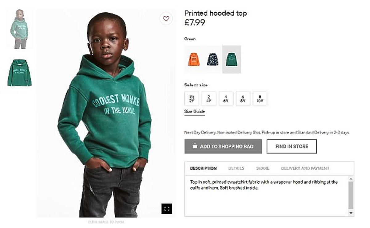 Rasistowskie zdjęcie z lookbooka H&M