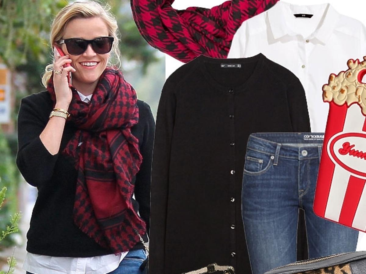 Reese Witherspoon w czarnym kardiganie