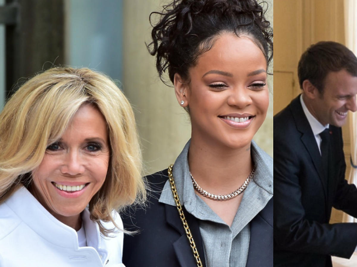 Rihanna poznała Emmanuela Macrona i Brigitte! Z czego tak się śmiali? ZDJĘCIA