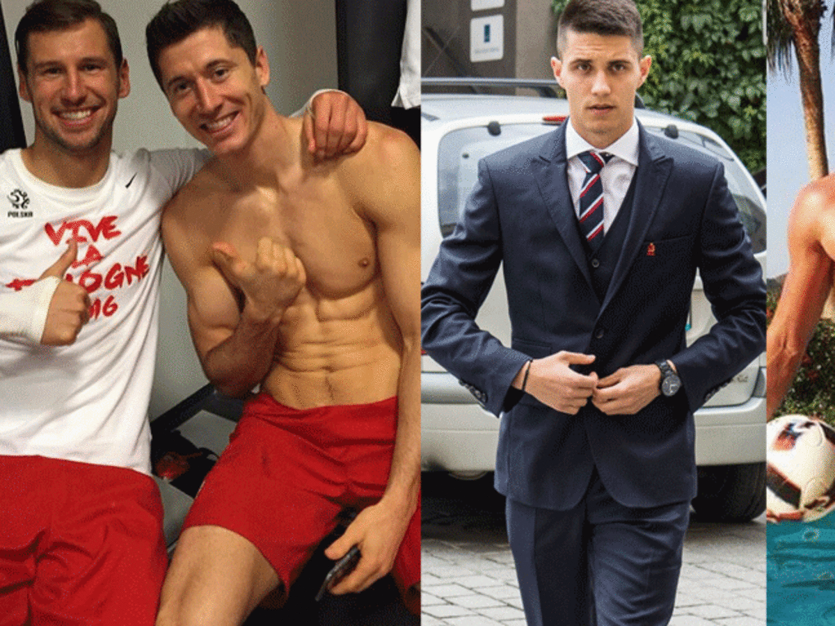 Robert Lewandowski bez koszuli i Grzegorz Krychowiak w szatni cieszą się z wygranej