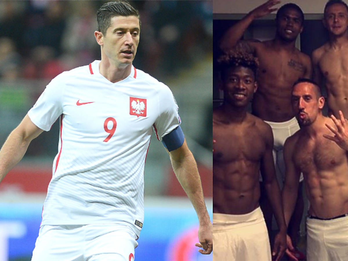 Robert Lewandowski bez koszulki